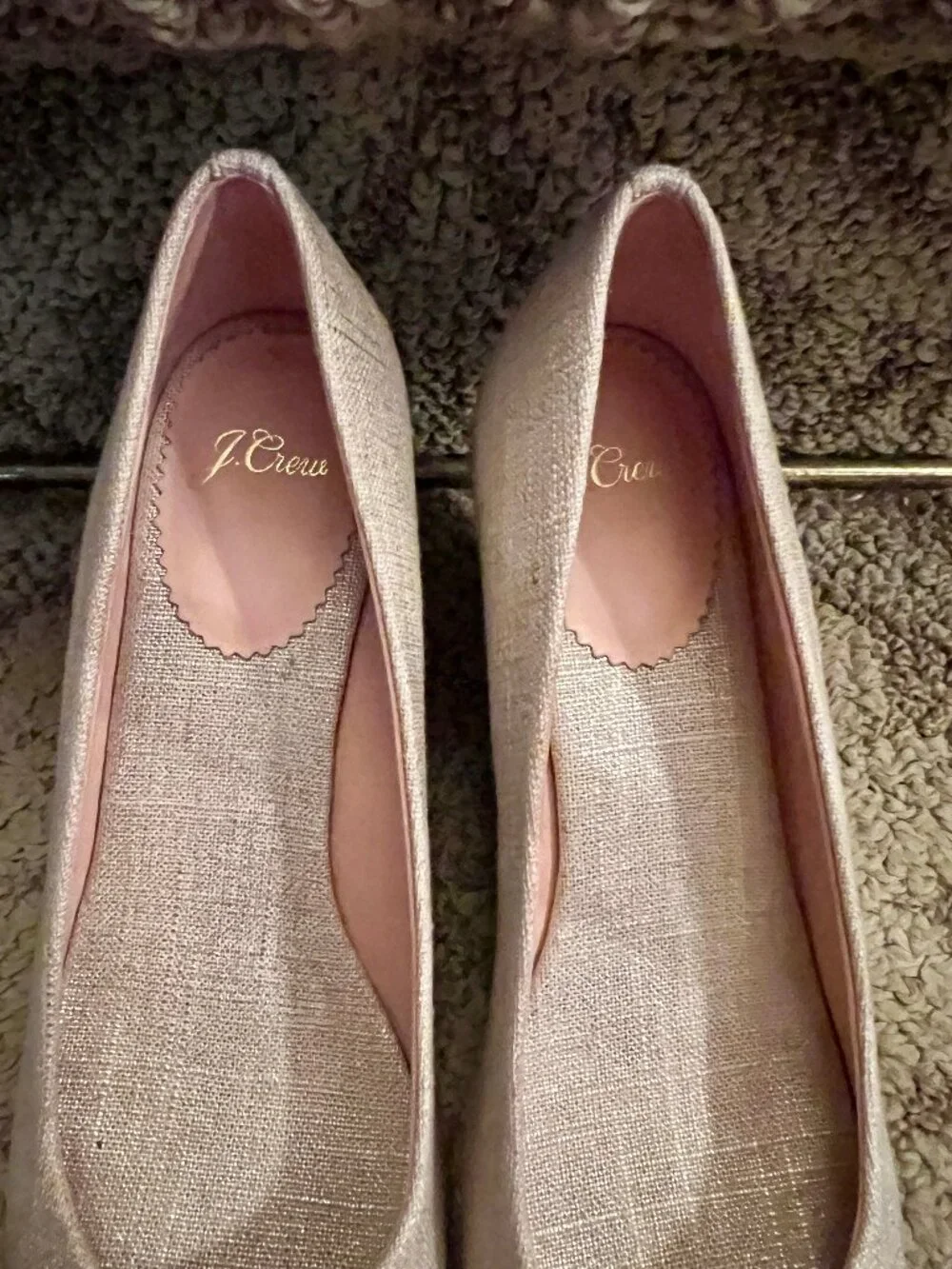 EUC J.Crew Seville Metallic Shimmer Canvas Jute Wedge Espadrilles Shoes Sz 8.5 M